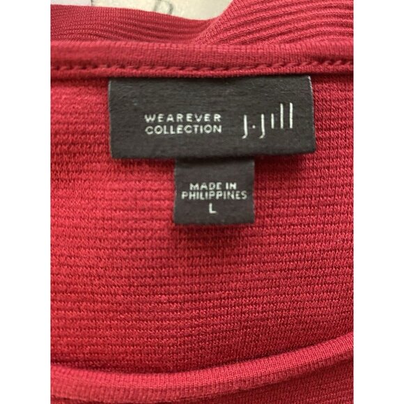 J Jill Wearever Collection Red Ribbed Tunic Top Large Stretchy Soft Shirt‎ 9615 - Picture 7 of 8